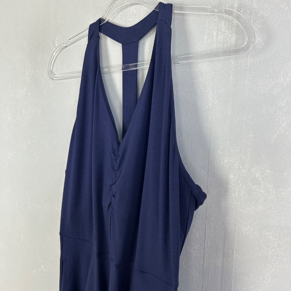 Pact size L midi dress halter sleeveless v-neck fit & flare navy organic cotton - Picture 5 of 11